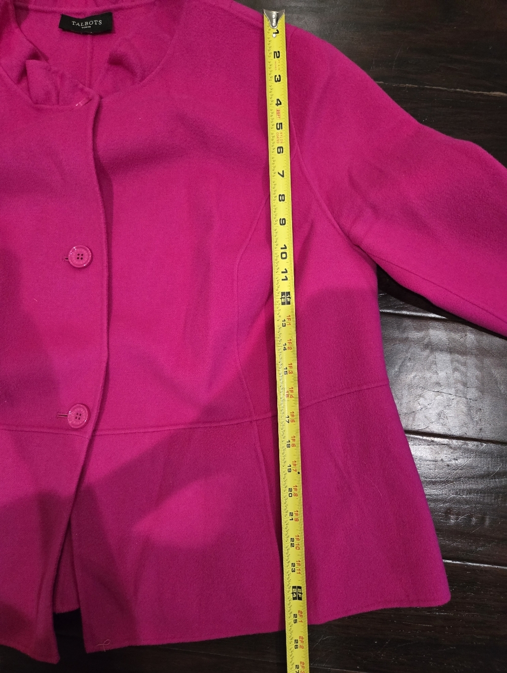 Talbots Hot Pink Wool Blend Ruffle Collar Jacket 22W Plus Size - Picture 13 of 13